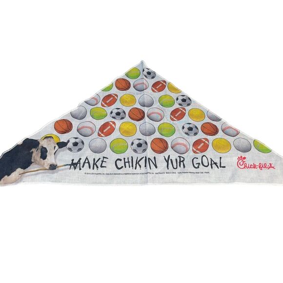 Chick-fil-A Cow Dog Bandana Pup Pet 2016 Make Chikin Yur Goal Fast Food 26 x 13" - Picture 6 of 14